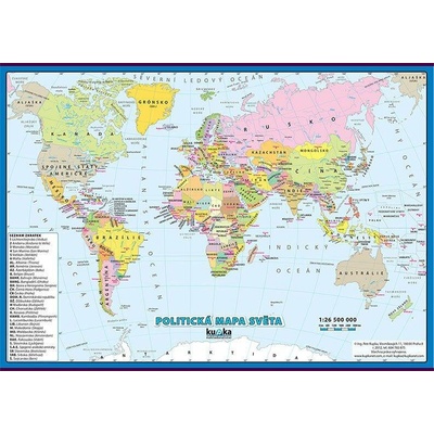 nakladatelství Kupka Politická mapa světa A2 (60x42 cm), bez lišt