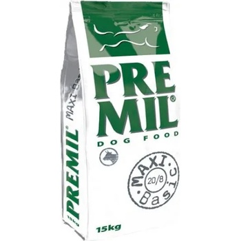 PREMIL Premium Maxi Basic 17/8 - пълноценна храна за пораснали кучета от средни и едри породи, кастрирани и предразположени към наднормено тегло, с пилешко, свинско и телешко месо, 15 кг - Сърбия