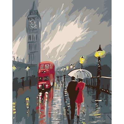 ZUTY Malování podle čísel BIG BEN V DEŠTI Rozměr 40 x 50 cm Rámování vypnuté plátno na rám