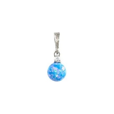 Infinitysilver Stříbrný přívěsek modrý opál se zirkonem 8mm 446608SM