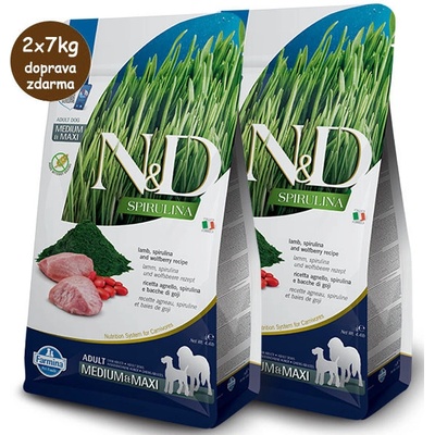 N&D Adult M&M Dog Spirulina GF Lamb and Wolfberry 2 x 7 kg