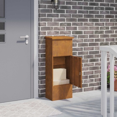 vidaXL Пощенска кутия за пратки с врата Ръждясало 44, 5 x 29 x 110, 5 см (874932)