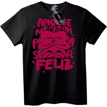 NOONEBRAND Тениска Нужна е Любов за Щастие - 2XL, Black