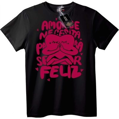 NOONEBRAND Тениска Нужна е Любов за Щастие - 2XL, Black