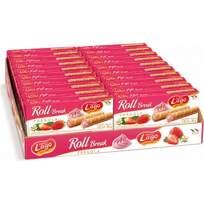 Gastone Lago Roll Break plněné trubičky s příchutí jahod 24 x 80 g