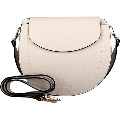 Vera Pelle Středně velká kožená pevná kabelka na rameno/crossbody no. 377 béžová