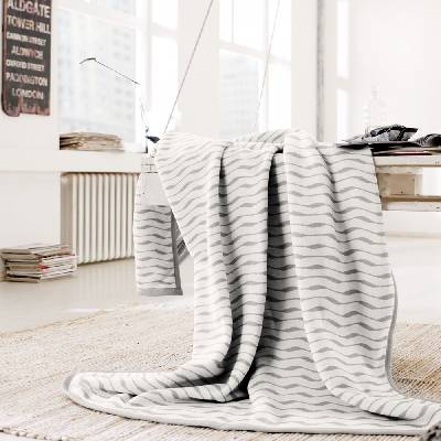 SCANquilt Deka Veluro vlnky smotanová sivá 150x200