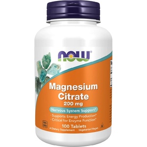 NOW NOW Magnesium Citrate 200mg, 100 Tablets - fitnesdobavki - 31,10 лв