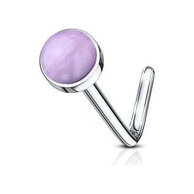 Šperky4U zahnutý percing do nosu růžový ametyst N0094-AM