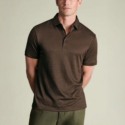 Charles Tyrwhitt Pure Linen Polo hocolate Brown