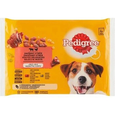 Pedigree Adult kuracie & jahňacie & hydinové & hovädzie mäso v želé 12 x 100 g