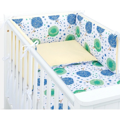 Baby Nellys Mamo-Tato 3dílná sada s mantinelem Pampelišky modré 120 x 90 cm – Zboží Dáma