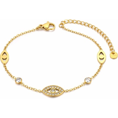 Victoria Filippi Stainless Steel Náramek Daphné Gold - Evil Eye, chirurgická ocel NR2341-B25055 Zlatá 17 cm + 5 cm
