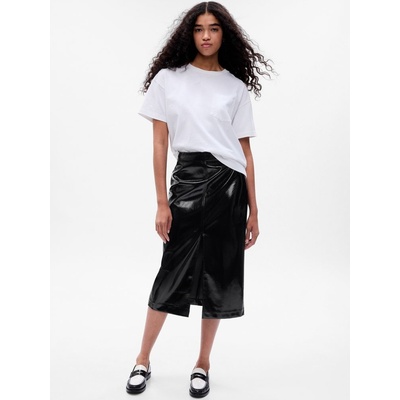 GAP 792684-01 midi sukně z umělé kůže černá