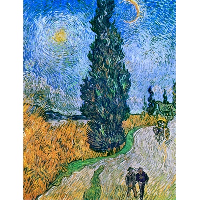 Plagát, Obraz - Road with Cypresses, 1890, Vincent van Gogh, 30 × 40 cm