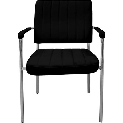 Посетителски стол RFG Glos M, екокожа, метална основа, до 120 kg, черен