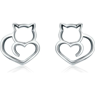 Linda's Jewelry strieborné napichovacie náušnice Mačacie Láska IN272