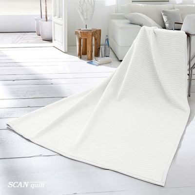 SCANquilt pléd Velur Relief vlny bílá velký 220x240