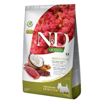 Farmina N&D Quinoa Skin & Coat - Пълноценна храна за израснали кучета от малки и мини породи за здрава козина и кожа, с патешко месо, 7кг