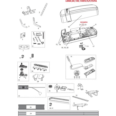 041A4034 motor 24 V DC, LM80EV/F/S, LM100EV/F/S