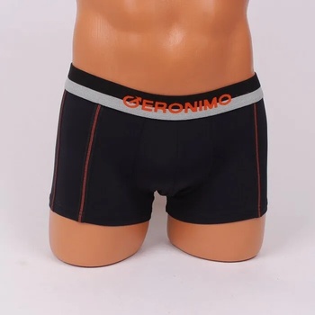 Image 1 of Мъжки боксер в черен цвят с оранжеви линии и надпис