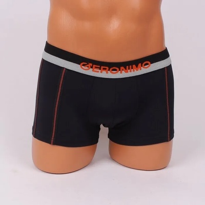 Мъжки боксер в черен цвят с оранжеви линии и надпис