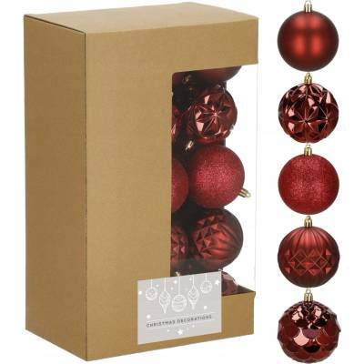 Springos Vánoční Koule na vánoční stromek, sada 30 ks, červený plast, 8 cm