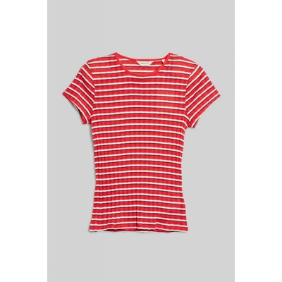 Gant STRIPED RIBBED SS T SHIRT červená