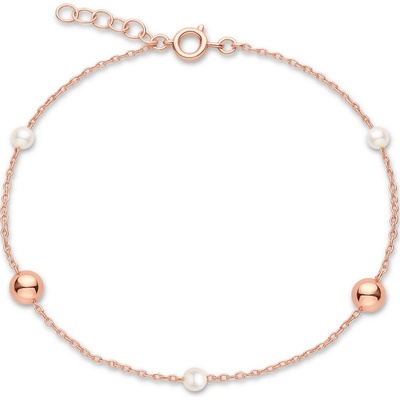MINET 4337 Zlatý náramek z růžového zlata s kuličkami a perlami