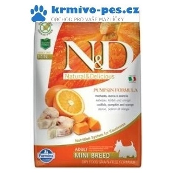 N&D Pumpkin Dog Adult Mini Grain Free Codfish & Orange 7 kg