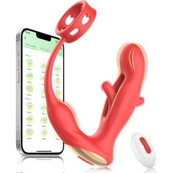 SuperLove Flapping & Vibrating Prostate Massager Anal Lock with Remote & App Red