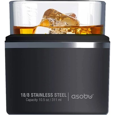ASOBU 311 мл черна чаша с термоизолираща основа asobu от серия whiskey kuzie