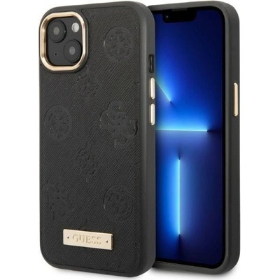 GUESS Кейс Guess GUHMP13MSAPSTK за iPhone 13 6.1", черен / черен, твърд, съвместим с MagSafe, Peony Logo Plate (3666339056667)