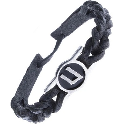 Šperky eshop Černý náramek kožený pletený runa Uruz AB42.07