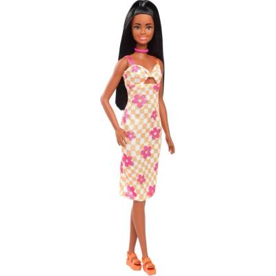 Barbie Fashionistas Tmavovláska v květinových šatech