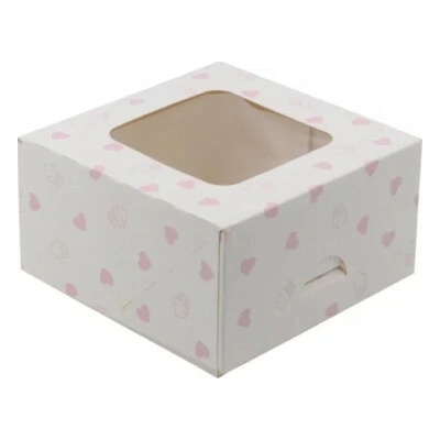 Jopka Vzorovaná papierová krabica na cukrovinky s okienkom LOVE13x13x7cm