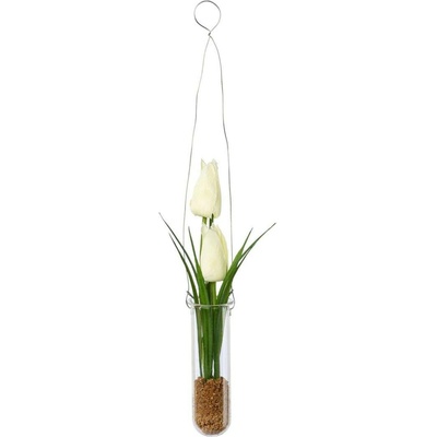 Gasper Umělé tulipány v závěsné váze, bíllé