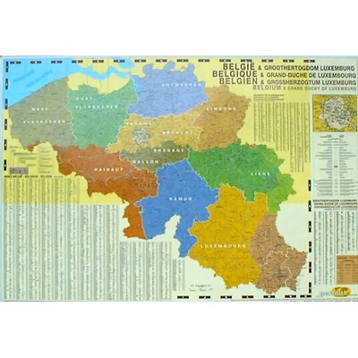 ITMB Belgie - nástěnná mapa PSČ 140 x 100 cm Varianta: bez rámu v tubusu, Provedení: laminovaná mapa v lištách