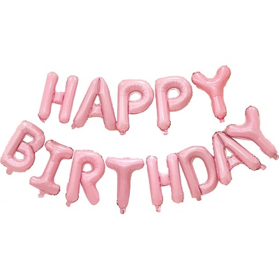 Fóliový balónek nápis Happy birthday růžový 35 cm 1864