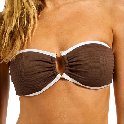 Seafolly Дамско бикини горнище Seafolly Women's Beach Bound Ring Front Bandeau Bikini top - Dark Chocolate - размер 40 (EU) (150-4244-0615)