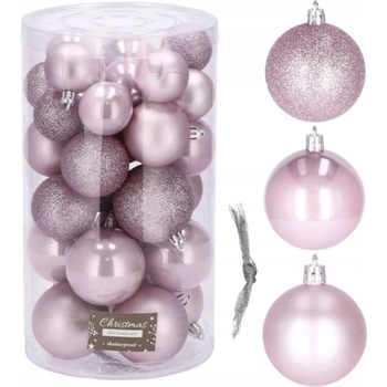 SPRINGOS Vianočné banky ružové mix 4 5 6cm sada 30ks