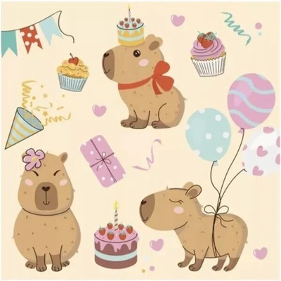 Daisy Ubrousky 3N 20 ks Kapybara party 33x33cm