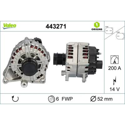 VALEO Alternátor VALEO ORIGINS NEW OE TECHNOLOGY VA 443271