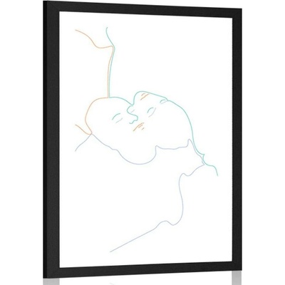 Plakát s paspartou barevné linie lidí - 40x60 silver
