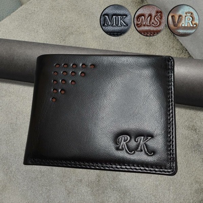 Monogram zdarma ražba na míru Pánská kožená peněženka s monogramu pravá kůže RFID + dárková krabička
