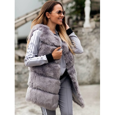 Fashionweek DELUX CHLUPATÁ vesta Fenomenální kožešinová vesta TOP TREND SV07 šedý Universal