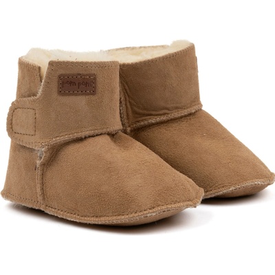 Pom Pom detské teplé kožené capačky Booty Sheepskin hnedé