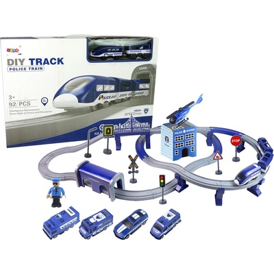 Lean Toys Policejní městská vlaková souprava modrá 203 km/h
