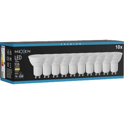 Mexen Nova 10x LED крушка GU10, 7W, Топло - 3000K, 735 lm - L107-GU10-0730-01x10 (L107-GU10-0730-01x10)