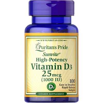 Puritan's Pride High-Potency Vitamin D3 1000 IU [100 Гел капсули]